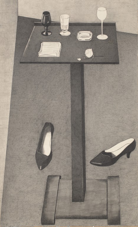 Grandmother's Little Table with Ladies‘ Shoes