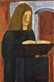 Dívka čte u oltáře