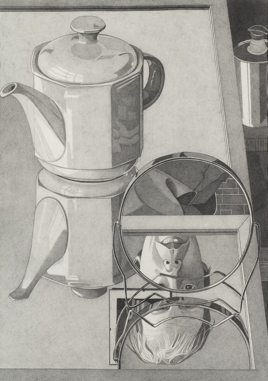 Kettle, Self-Portrait in a Hand Mirror and Mirror